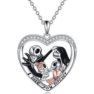 18k Disney’s The Nightmare Before Christmas Jack Skellington & Sally necklace.